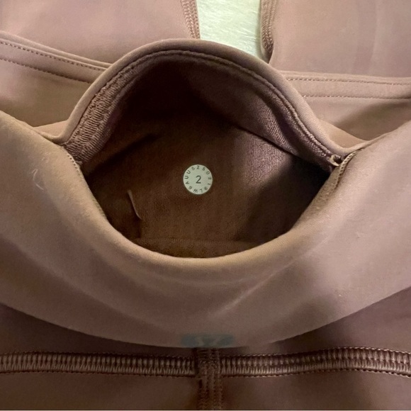 LULULEMON 2 Rose Blush Pink Cropped Sheer Panels High Waisted Leggings Workout - Picture 11 of 11